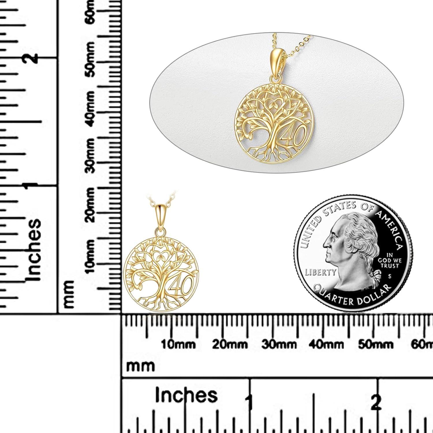  14K Gold Stone Tree of Life Necklace for Women 16th 18th 40th 50th Birthday Gifts -0-2