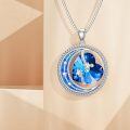 wholesale 925 Sterling Silver Blue Crystal Heart Cross Moon Star Pendant Necklace for Women Gifts-0-3
