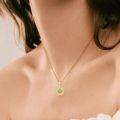 wholesale 14K Gold Round Evil Eye Pendant Necklace with Chain for Women Girls-0-1