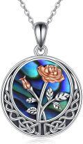 wholesale Sterling Silver Abalone Shell Celtic Knot Birth Flower Necklace for Women-0-35