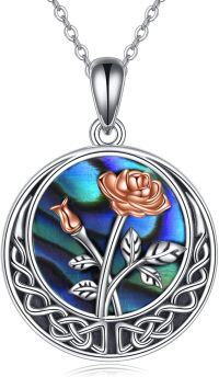 wholesale Sterling Silver Abalone Shell Celtic Knot Birth Flower Necklace for Women-06-June