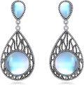 wholesale 925 Sterling Silver Teardrop Moonstone Leverback Dangle Earrings-0-0