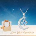 wholesale 925 Sterling Silver Crescent Moon & Blue Stone Pendant Necklace with Stars and Clouds Design-0-3