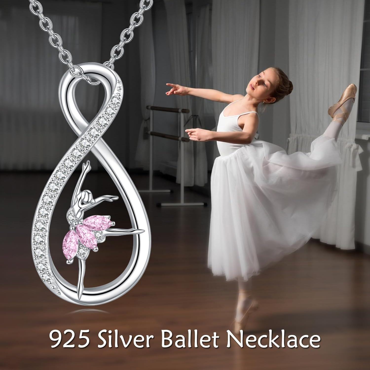 Sterling Silver Ballerina Dance Necklace Ballet Jewelry Dancer Gift-0-3