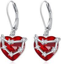 wholesale 925 Sterling Silver Birthstone 12 Constellations Heart Dangle Earrings-01-Jan-Capricornus(12.22-1.19)