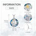 wholesale 925 Sterling Silver Metal Crystal Flower Pendant Necklace Blue Green Sapphire  for Women Girls-0-3