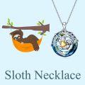 wholesale 925 Sterling Silver Rainbow Crystal Sloth Heart Pendant Necklace for Women Girls-0-7