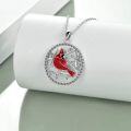 wholesale 925 Sterling Silver Red Enamel Cardinal Bird Circle Pendant Necklace s for Women-0-2