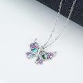wholesale 925 Sterling Silver Butterfly Pendant With Purple Gems And Abalone Shell-0-1
