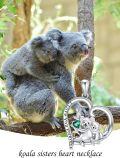 wholesale 925 Sterling Silver Koala Family Green Crystal Heart Pendant Necklace Gifts for Women Girls Sis-0-1