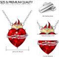 wholesale 925 Sterling Silver Sacred Heart of Jesus Necklace with Cubic Zirconia and Crown Design Christian Amulet -0-2