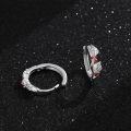 wholesale 925 Sterling Silver Red Crystal Leaf Huggie Hoops for Women Girls Minimalist Hypoallergenic Earings Set Gift Idea-0-1