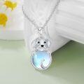 wholesale 925 Sterling Silver Moonstone Dog Pendant Necklace for Women - Memorial s-0-1