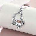 wholesale 925 Sterling Silver Heart-Shaped Love Always & Forever Cat and Raccoon Pendant Necklace for Women-0-1