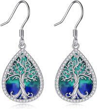wholesale 925 Sterling Silver Teardrop Green & Blue Enamel Celtic Tree Of Life Dangle Earrings For Women-blue-green
