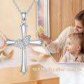 wholesale 925 Sterling Silver Butterfly Cubic Zirconia Cross Pendant Necklace for Women Religious -0-4