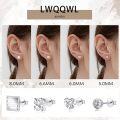 wholesale 925 Sterling Silver Square & Heart CZ Stud Earring Set (4 Pairs) - Women's Fashion -0-5