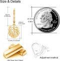 wholesale Gold 925 Sterling Silver Monstera Leaf Palm Frond Dangle Earrings for Women Girls Fashion Jewelry-0-5