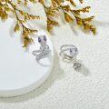 wholesale 925 Sterling Silver Purple Stone Snake Shape Hoop Earrings for Women/Men s 4cm Long-0-3