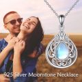 wholesale 925 Sterling Silver Blue Rainbow Moonstone Filigree Teardrop Heart Pendant Necklace for Women-0-5