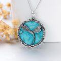 wholesale 925 Sterling Silver Round Genuine Turquoise Dragonfly Pendant Necklace-0-3