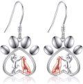 wholesale 925 Sterling Silver Heart-Shaped Dog and Girl Charm Dangle Earrings for Mom-0-0