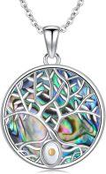 wholesale 925 Sterling Silver Abalone Shell Tree of Life Pendant Necklace with Compass and Star of David Charm-0-0