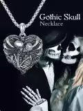 TOUPOP Sterling Silver S925 Skull Skeleton Lover Gothic Necklace-0-1
