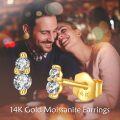 wholesale 14K Gold Moissanite Heart Stud Earrings - 2 Stones 3 mm Each-0-5