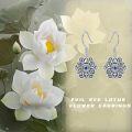 wholesale 925 Sterling Silver Lotus Flower Drop Earrings with Evil Eye and Religious Symbols - Hypoallergenic  for Her-0-1