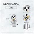 wholesale 925 Sterling Silver Halloween Ghost Stud Earrings with Gold Accents-0-4