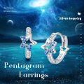 wholesale 925 Sterling Silver Blue Crystal Star Huggie Hoops for Women - Hypoallergenic -0-2