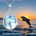 wholesale 925 Sterling Silver Dolphin Pendant with Blue Mother of Pearl Shell and Cubic Zirconia Accents for Women's -0-2