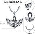 wholesale 925 Sterling Silver Ankh Cross with Wings Pendant Necklace  Gothic Vintage Jewelry for Men Women Gifts-0-2