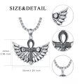 wholesale 925 Sterling Silver Ankh Cross with Wings Pendant Necklace  Gothic Vintage Jewelry for Men Women Gifts-0-2