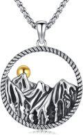 wholesale 925 Sterling Silver Round Circle Gold Ball Mountain Nature Stone Pendant Necklace-0-0