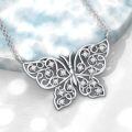 wholesale 925 Sterling Silver Butterfly Pendant Necklace Platinum Plated Lab Created Diamond Filigree Women Jewelry-0-2
