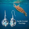 wholesale Sterling Silver Crystal Sea Turtle Dangle Earrings for Women Valentine s Day Gifts-0-28