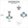 wholesale 925 Sterling Silver Moonstone Viking Thor's Hammer Pendant Necklace with Abalone Shell Inlay Norse Jewelry for Men Women-0-4