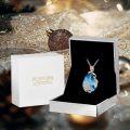wholesale 925 Sterling Silver 925 Blue Teardrop Crystal Rose Pendant Necklace - Mothers Day Gift for Women-0-3