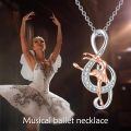 wholesale 925 Sterling Silver Ballet Dancer Musical Note Pendant Necklace With Rose Gold Accents And Crystal Details-0-5