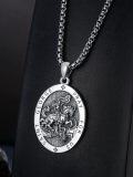 wholesale TOUPOP Christmas Gifts For Men 925 Sterling Silver Saint Amulet Necklace For Men Women Protection Medal Pendant Religious Necklace Catholic Jewelry Birthday Gifts For Father Son Husband Grandfather Police -0-2