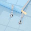 wholesale 925 Sterling Silver Black and White Cubic Zirconia Teardrop Dangle Earrings for Women Gift Ideas-0-3