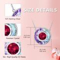 TOUPOP Sterling Silver Garnet Necklace Crystal Circle Pendant Jewelry Gift-0-4