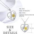 wholesale 925 Sterling Silver Heart-Shaped Dragonfly & Sunflower Pendant Necklace for Women and Men-0-2
