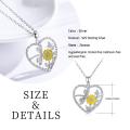 wholesale 925 Sterling Silver Heart-Shaped Cat & Sunflowers Pendant Necklace for Women and Girls-0-2