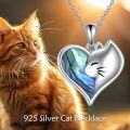 wholesale 925 Sterling Silver Moonstone Cat Pendant Necklace for Women -0-5