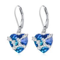 wholesale 925 Sterling Silver Birthstone 12 Constellations Heart Dangle Earrings-09-Sep-Virgo(8.23-9.22)