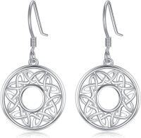 wholesale 925 Sterling Silver Celtic Knot Circle Drop Earrings for Women Irish  Ideas-03-Celtic Earrings