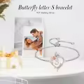 TOUPOP Sterling Silver Rose Heart Butterfly Initial Letter Link Bracelet For Women-0-2